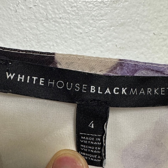 White House Black Market Floral Sleeveless Blouse - Purple and Cream - Picture 10 of 11